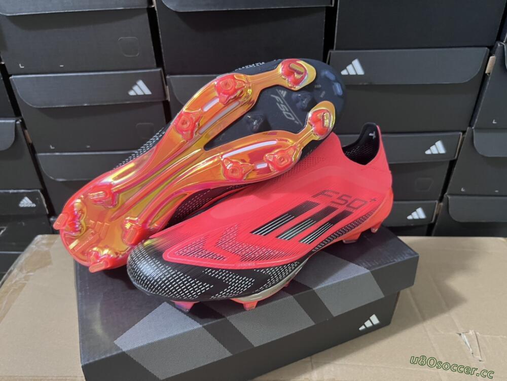 Unisex Adidas F50+ Lightstrike Pro Laceless FG Firm Ground Low-Tops Football Boots - Red/Black/Silver