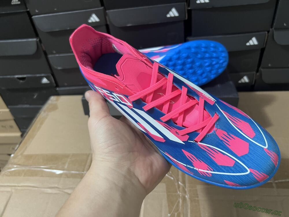 Men's Adidas F50 Elite TF Artificial Turf Low-Tops Football Shoes - Blue/Pink/White