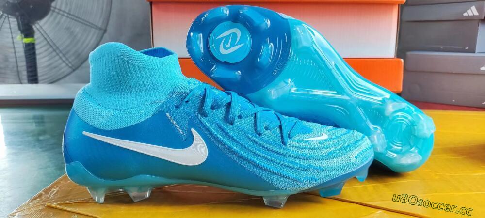 Men's Nike Phantom Luna Elite NU FG Firm Ground High-Tops Football Boots - Light Blue/White
