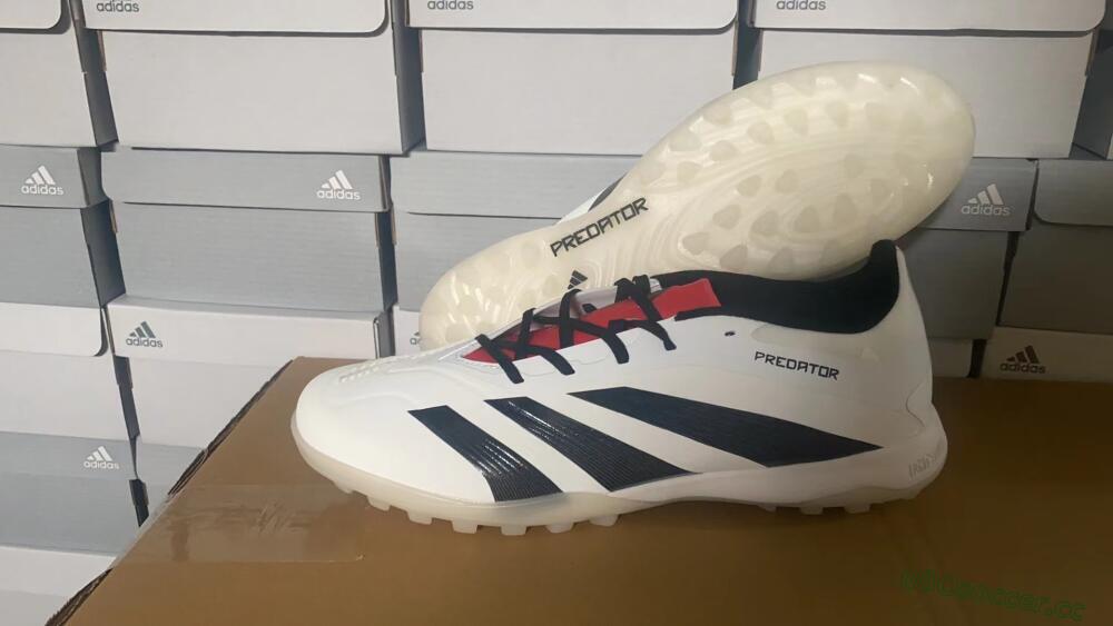 Men's Adidas Predator 24 Elite TF Artificial Turf Low-Tops Football Shoes - White/Black/Red