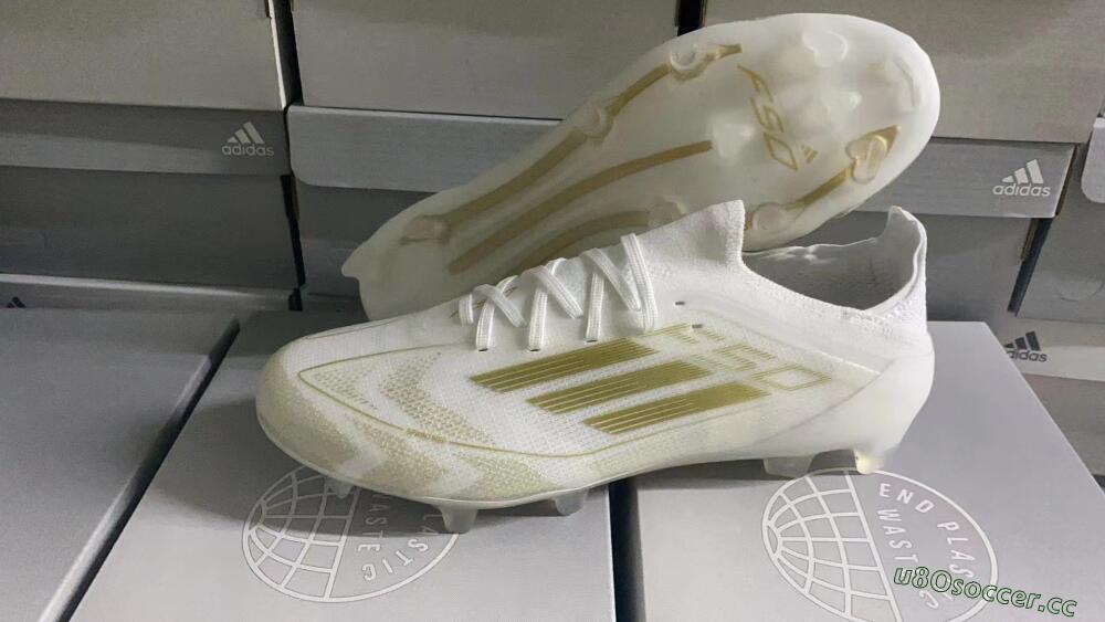 Men's Adidas F50 Adizero FG Firm Ground Low-Tops Football Boots - White/Gold