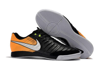 Men's Nike Tiempo Ligera 4 IC Indoor & Futsal Low-Tops Football Shoes - Black/Orange/White
