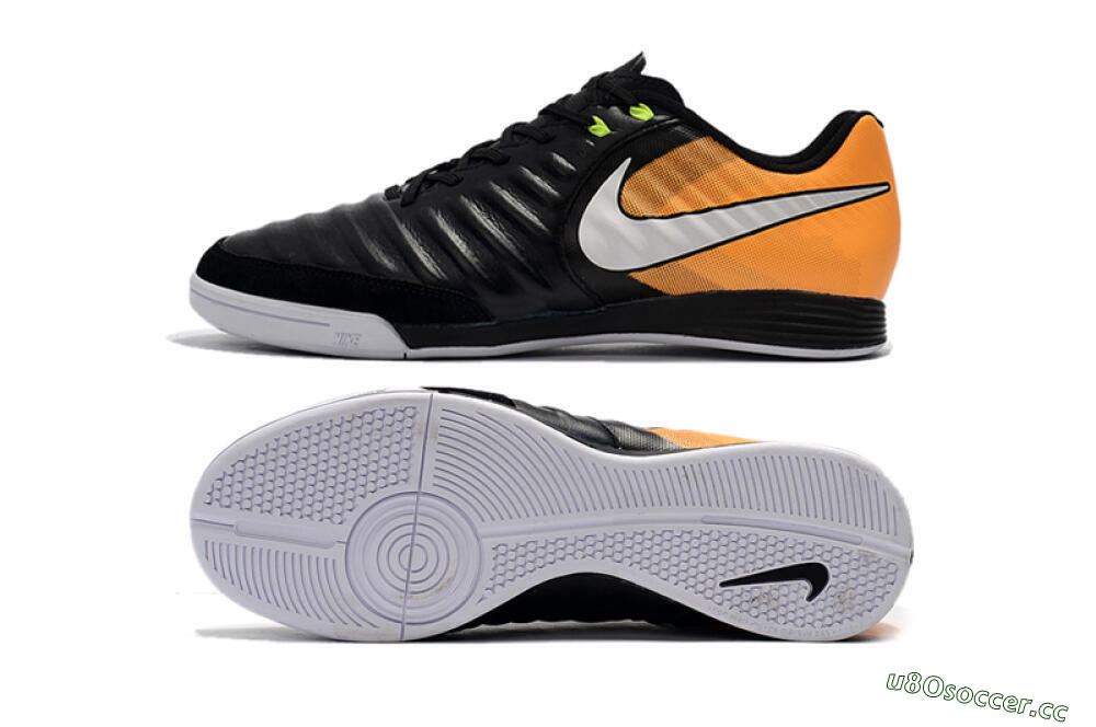Men's Nike Tiempo Ligera 4 IC Indoor & Futsal Low-Tops Football Shoes - Black/Orange/White 1