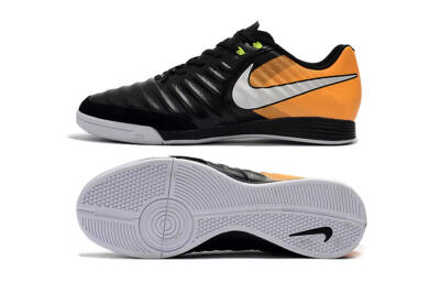 Men's Nike Tiempo Ligera 4 IC Indoor & Futsal Low-Tops Football Shoes - Black/Orange/White