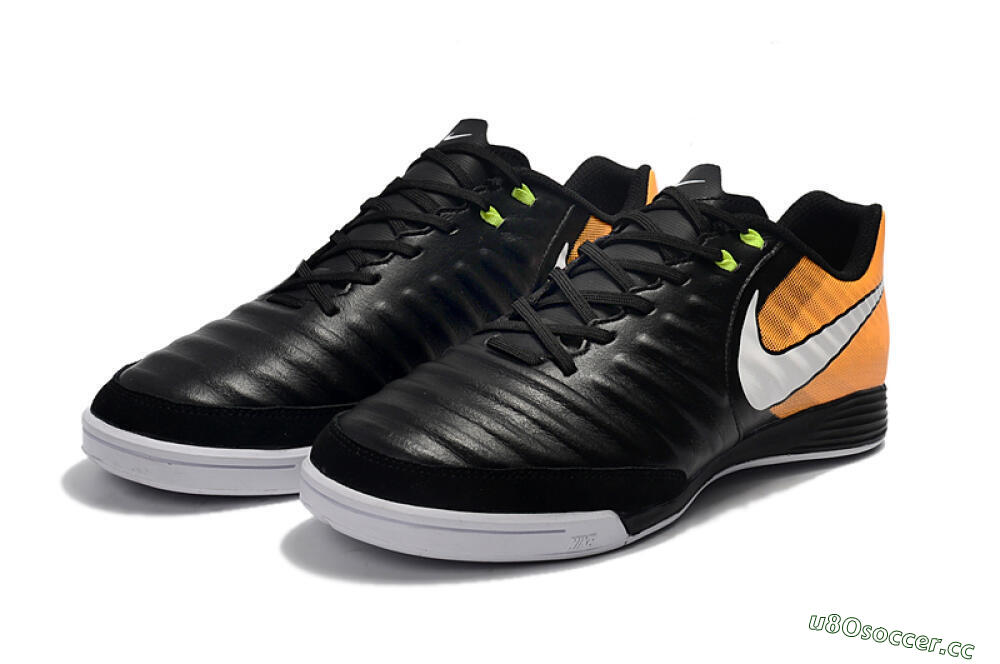 Men's Nike Tiempo Ligera 4 IC Indoor & Futsal Low-Tops Football Shoes - Black/Orange/White 5