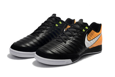 Men's Nike Tiempo Ligera 4 IC Indoor & Futsal Low-Tops Football Shoes - Black/Orange/White