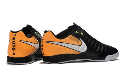 Men's Nike Tiempo Ligera 4 IC Indoor & Futsal Low-Tops Football Shoes - Black/Orange/White