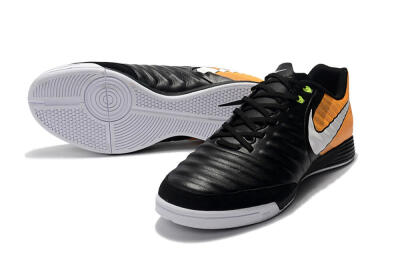 Men's Nike Tiempo Ligera 4 IC Indoor & Futsal Low-Tops Football Shoes - Black/Orange/White