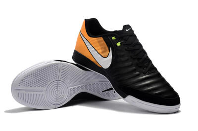Men's Nike Tiempo Ligera 4 IC Indoor & Futsal Low-Tops Football Shoes - Black/Orange/White