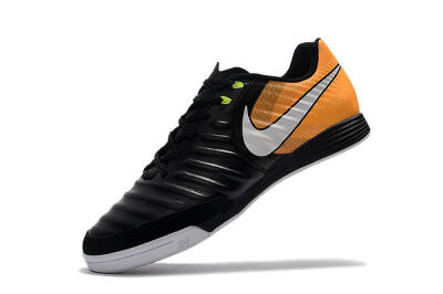 Men's Nike Tiempo Ligera 4 IC Indoor & Futsal Low-Tops Football Shoes - Black/Orange/White