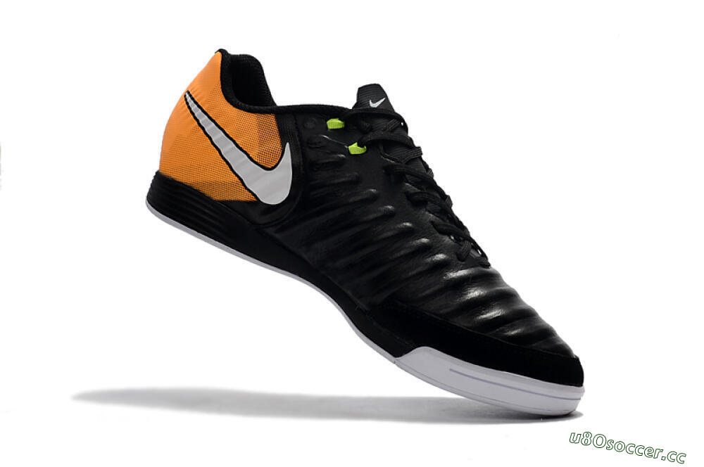 Men's Nike Tiempo Ligera 4 IC Indoor & Futsal Low-Tops Football Shoes - Black/Orange/White 7
