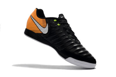 Men's Nike Tiempo Ligera 4 IC Indoor & Futsal Low-Tops Football Shoes - Black/Orange/White