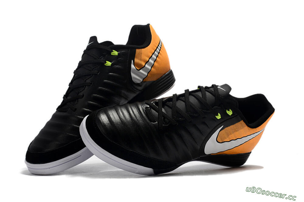 Men's Nike Tiempo Ligera 4 IC Indoor & Futsal Low-Tops Football Shoes - Black/Orange/White 6