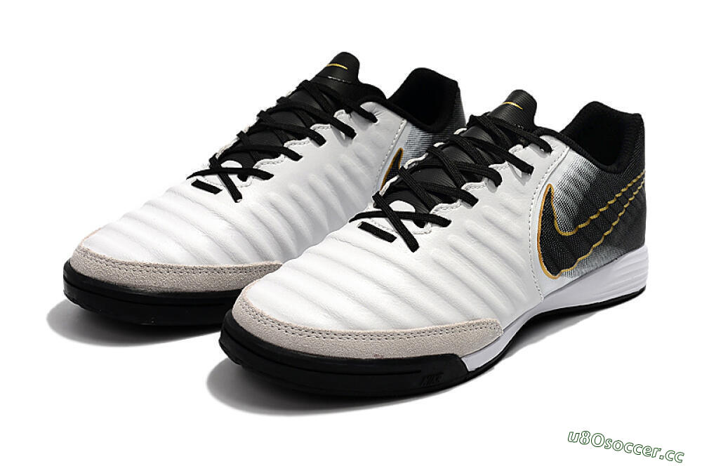 Men's Nike Tiempo Ligera 4 IC Indoor & Futsal Low-Tops Football Shoes - White/Black/Gold 5
