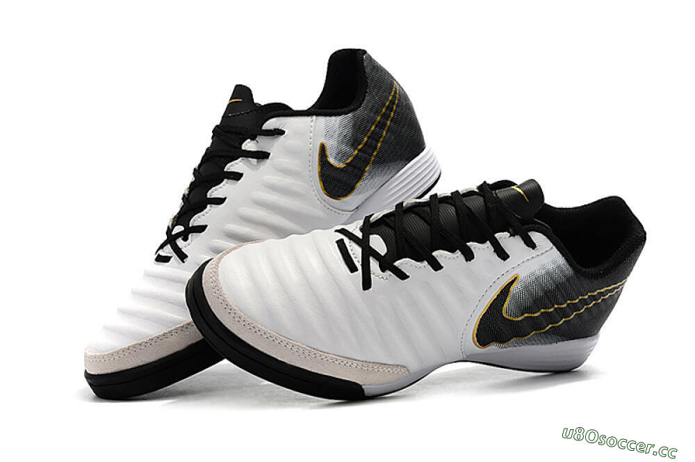 Men's Nike Tiempo Ligera 4 IC Indoor & Futsal Low-Tops Football Shoes - White/Black/Gold 6