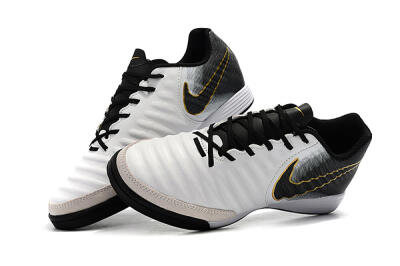 Men's Nike Tiempo Ligera 4 IC Indoor & Futsal Low-Tops Football Shoes - White/Black/Gold