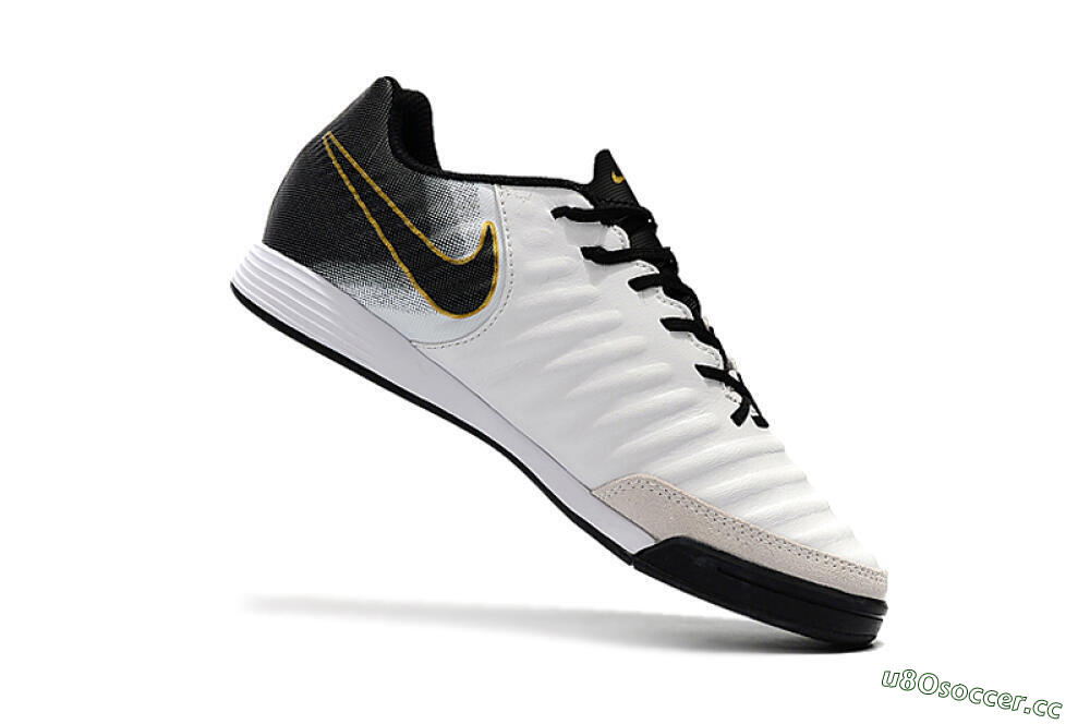 Men's Nike Tiempo Ligera 4 IC Indoor & Futsal Low-Tops Football Shoes - White/Black/Gold 7
