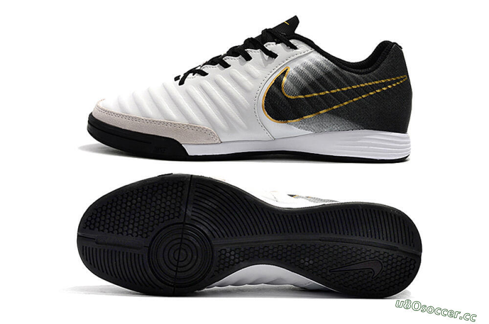 Men's Nike Tiempo Ligera 4 IC Indoor & Futsal Low-Tops Football Shoes - White/Black/Gold 1