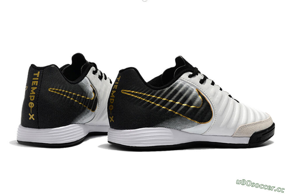 Men's Nike Tiempo Ligera 4 IC Indoor & Futsal Low-Tops Football Shoes - White/Black/Gold 9