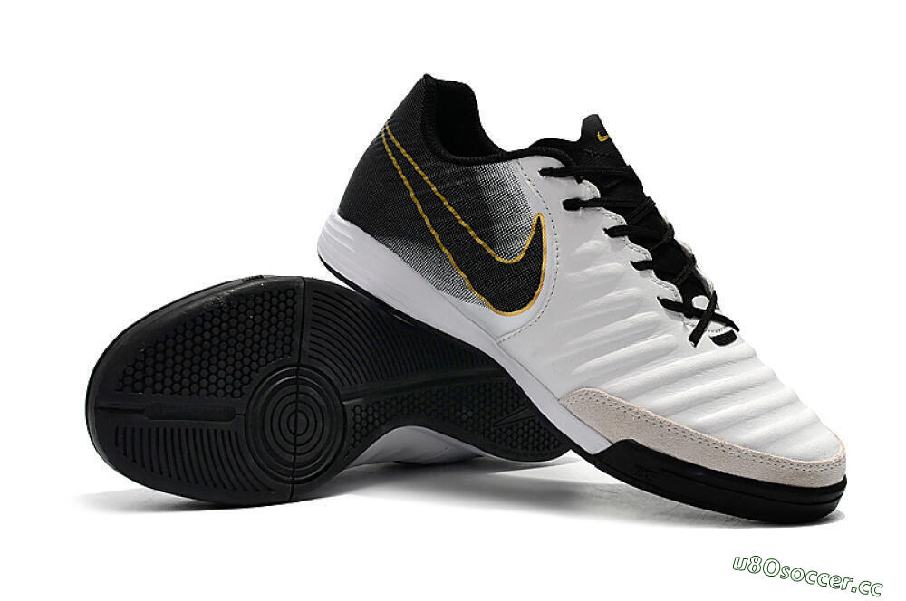 Men's Nike Tiempo Ligera 4 IC Indoor & Futsal Low-Tops Football Shoes - White/Black/Gold 4