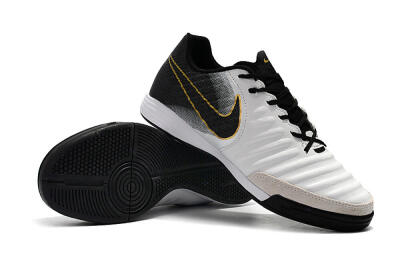 Men's Nike Tiempo Ligera 4 IC Indoor & Futsal Low-Tops Football Shoes - White/Black/Gold
