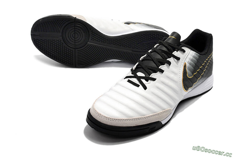 Men's Nike Tiempo Ligera 4 IC Indoor & Futsal Low-Tops Football Shoes - White/Black/Gold 3
