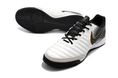 Men's Nike Tiempo Ligera 4 IC Indoor & Futsal Low-Tops Football Shoes - White/Black/Gold