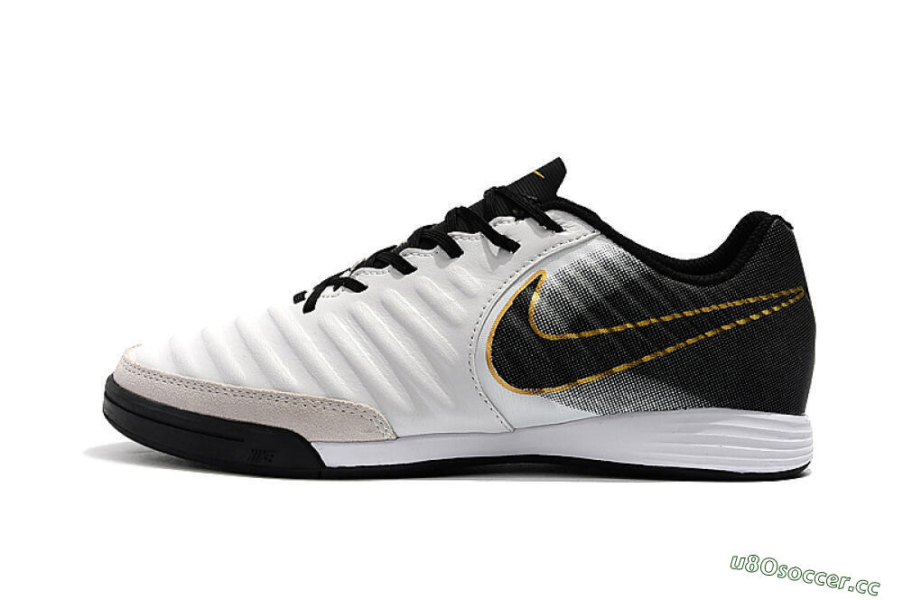 Men's Nike Tiempo Ligera 4 IC Indoor & Futsal Low-Tops Football Shoes - White/Black/Gold 0