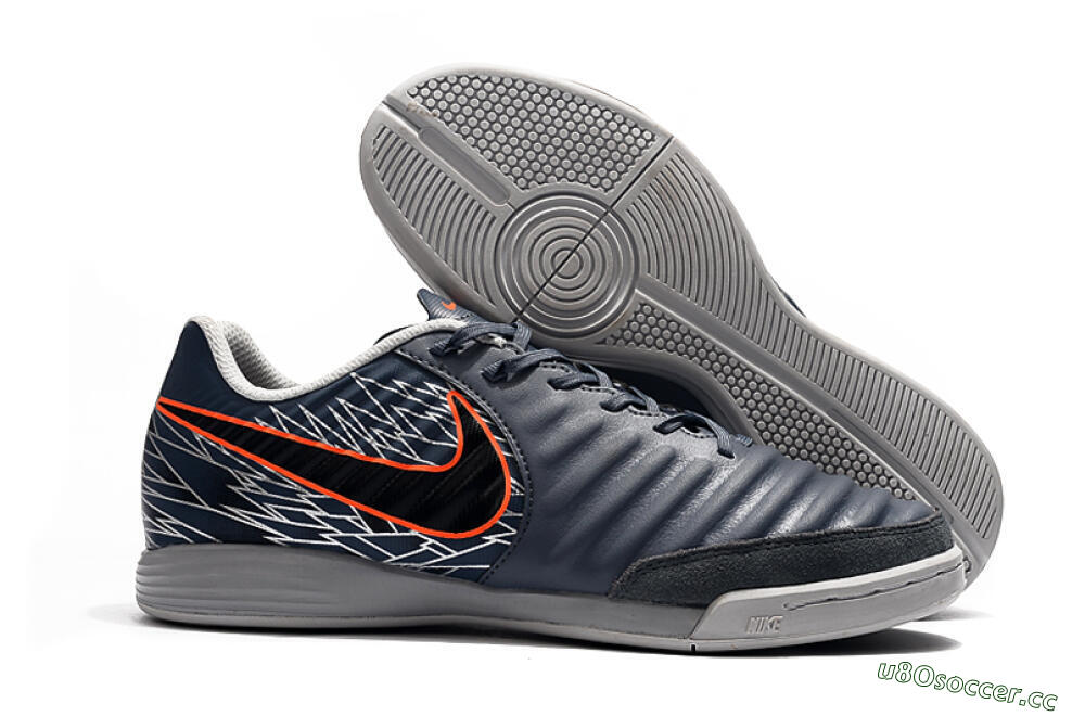 Men's Nike Tiempo Ligera 4 IC Indoor & Futsal Low-Tops Football Shoes - Grey/Red/Black 2