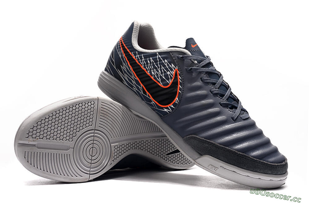 Men's Nike Tiempo Ligera 4 IC Indoor & Futsal Low-Tops Football Shoes - Grey/Red/Black 4