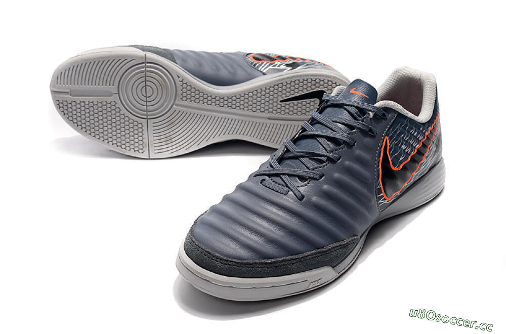 Men's Nike Tiempo Ligera 4 IC Indoor & Futsal Low-Tops Football Shoes - Grey/Red/Black 3