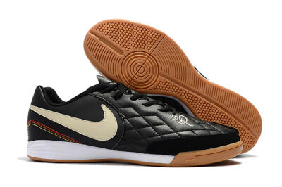 Men's Nike Tiempo Ligera 4 10R IC Indoor & Futsal Low-Tops Football Shoes - Black/Beige/Brown