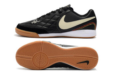 Men's Nike Tiempo Ligera 4 10R IC Indoor & Futsal Low-Tops Football Shoes - Black/Beige/Brown