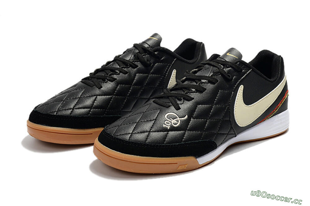 Men's Nike Tiempo Ligera 4 10R IC Indoor & Futsal Low-Tops Football Shoes - Black/Beige/Brown 5