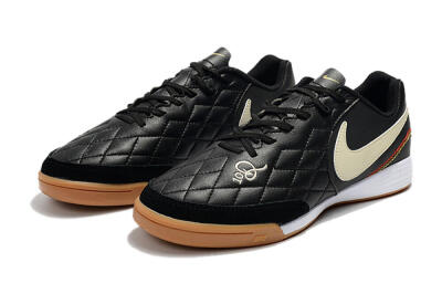 Men's Nike Tiempo Ligera 4 10R IC Indoor & Futsal Low-Tops Football Shoes - Black/Beige/Brown