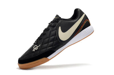 Men's Nike Tiempo Ligera 4 10R IC Indoor & Futsal Low-Tops Football Shoes - Black/Beige/Brown