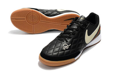 Men's Nike Tiempo Ligera 4 10R IC Indoor & Futsal Low-Tops Football Shoes - Black/Beige/Brown