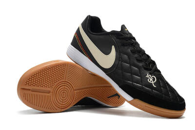 Men's Nike Tiempo Ligera 4 10R IC Indoor & Futsal Low-Tops Football Shoes - Black/Beige/Brown
