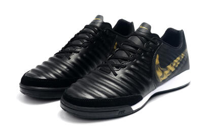 Men's Nike Tiempo Ligera 4 IC Indoor & Futsal Low-Tops Football Shoes - Black/Gold/White