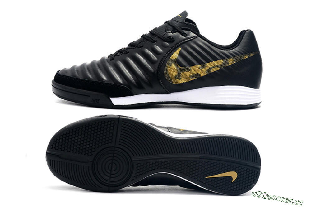Men's Nike Tiempo Ligera 4 IC Indoor & Futsal Low-Tops Football Shoes - Black/Gold/White 1