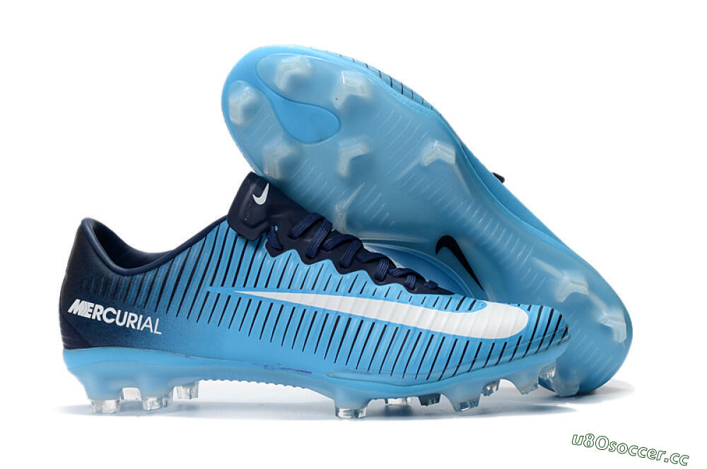 Men's Nike Mercurial Vapor 11 FG Firm Ground Low-Tops Football Boots - Blue/White/Black 2