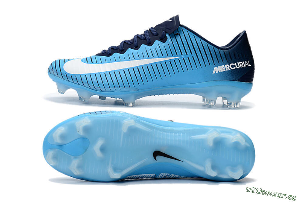 Men's Nike Mercurial Vapor 11 FG Firm Ground Low-Tops Football Boots - Blue/White/Black 1