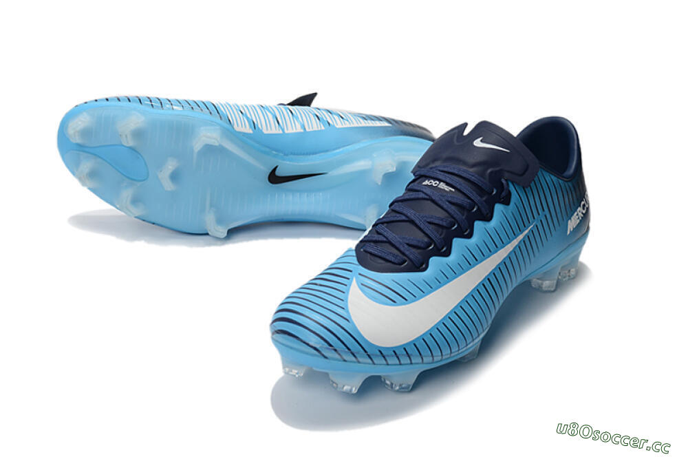 Men's Nike Mercurial Vapor 11 FG Firm Ground Low-Tops Football Boots - Blue/White/Black 3