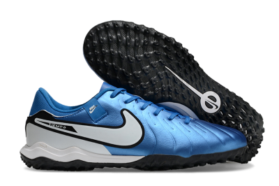 Men's Nike Tiempo Legend 10 Academy TF Artificial Turf Low-Tops Football Shoes - Blue/White/Black
