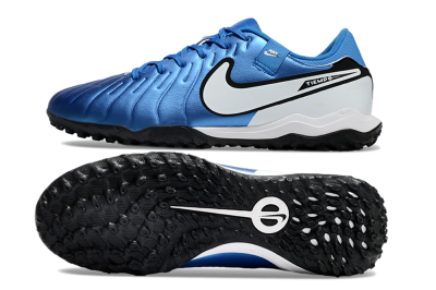 Men's Nike Tiempo Legend 10 Academy TF Artificial Turf Low-Tops Football Shoes - Blue/White/Black