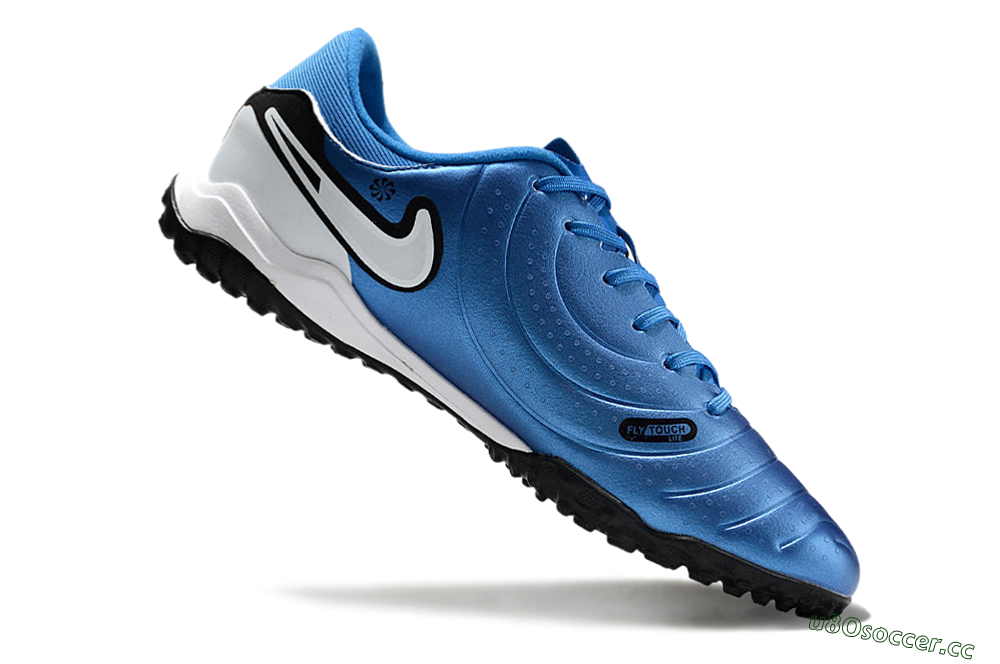 Men's Nike Tiempo Legend 10 Academy TF Artificial Turf Low-Tops Football Shoes - Blue/White/Black 4