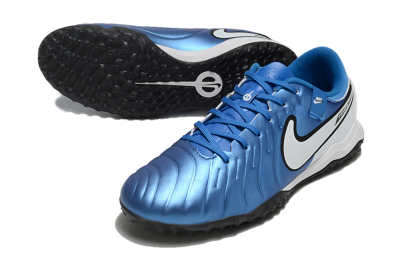 Men's Nike Tiempo Legend 10 Academy TF Artificial Turf Low-Tops Football Shoes - Blue/White/Black