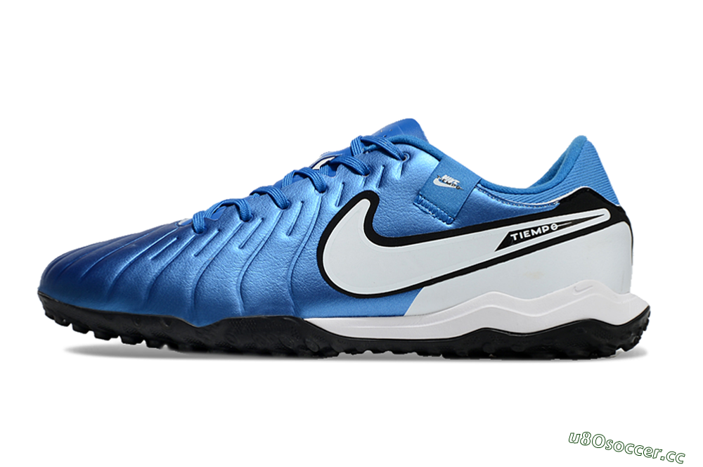 Men's Nike Tiempo Legend 10 Academy TF Artificial Turf Low-Tops Football Shoes - Blue/White/Black 0