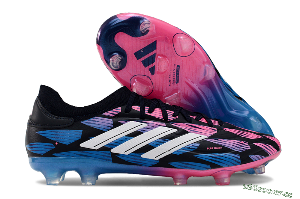 Men's Adidas Copa Pure 2 FG Firm Ground Low-Tops Football Boots - Black/Pink/Blue 2