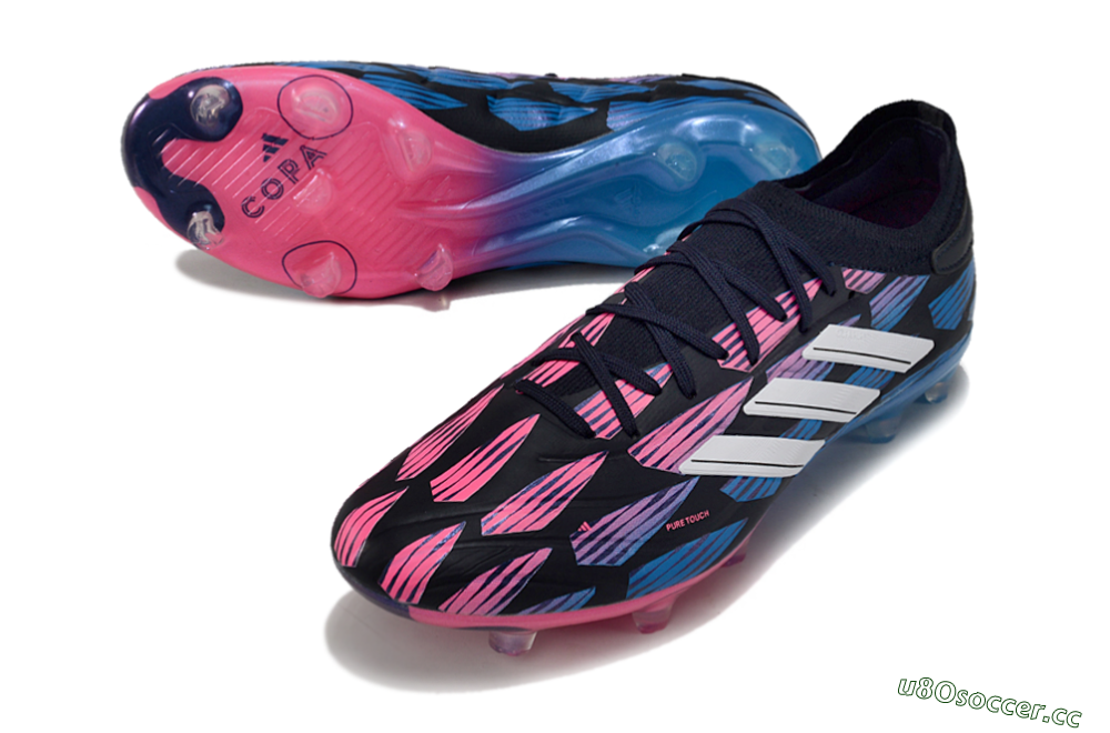 Men's Adidas Copa Pure 2 FG Firm Ground Low-Tops Football Boots - Black/Pink/Blue 3